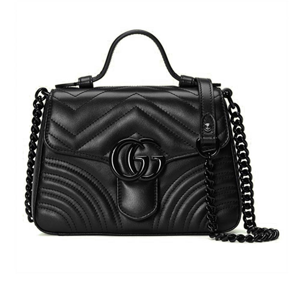 GUCCI GG MARMONT MINI TOP HANDLE BAG 702563 DTDFV 1000 (21*15.5*8cm)